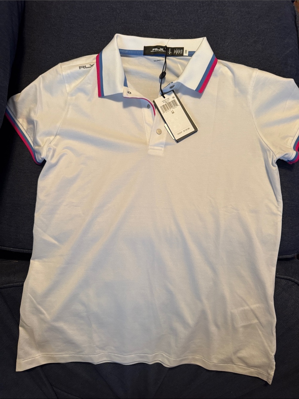 Ralph Lauren Women’s White Polo with Pink & Blue Trim Accents